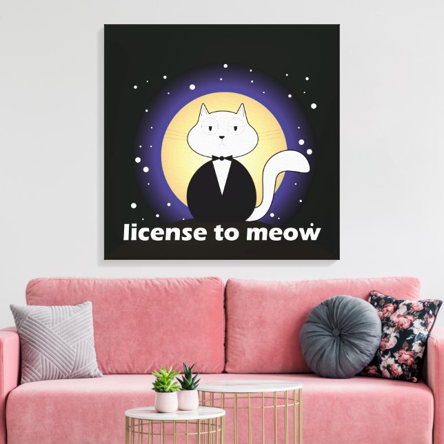 Impressão Em Tela Canva de Cat, License to Meow (Insitu(Sala de estar))