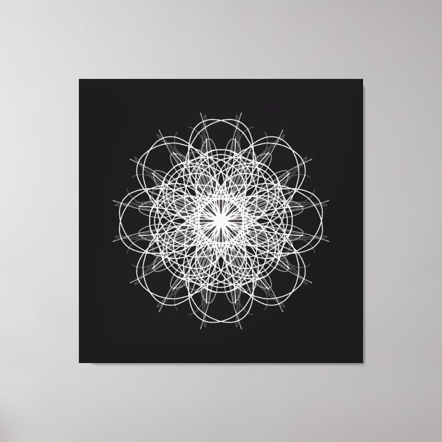 Impressão Em Tela Canvas, Caleidoscópio Branco Negro, Arte Mandala (Frente)