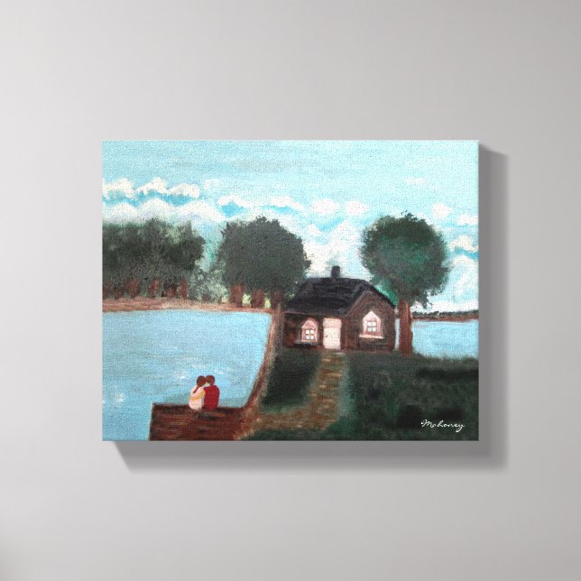 Impressão Em Tela CANVAS: Casal em um Cabin_ (Frente)
