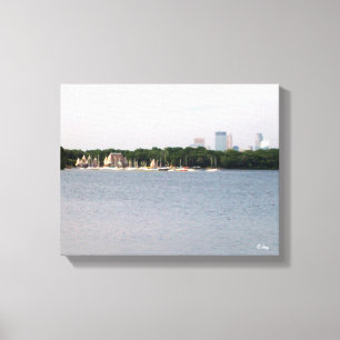 Impressão Em Tela CANVAS: Lake Harriet Parkway & Mpls., Skyline, MN_