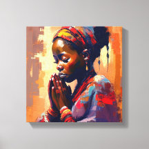 Canvas, linda garota africana de meditação