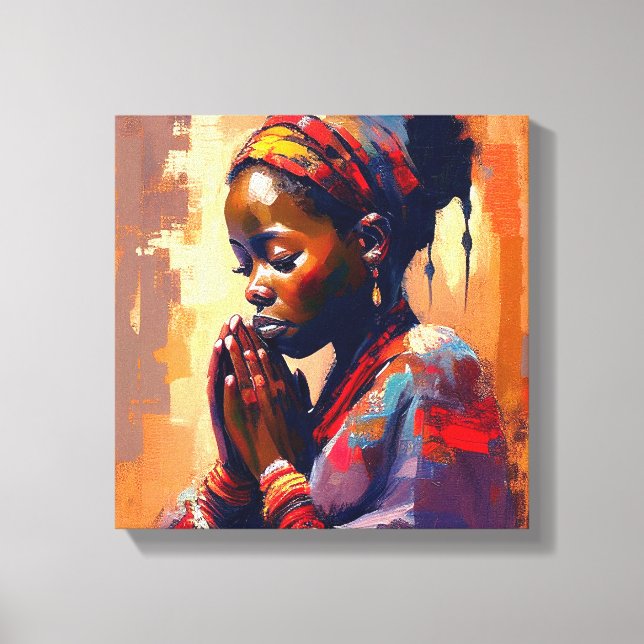 Impressão Em Tela Canvas, linda garota africana de meditação (Frente)