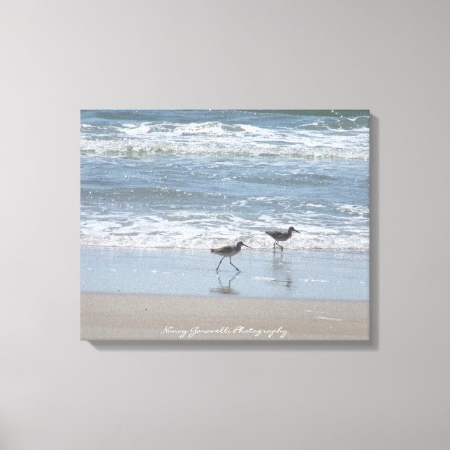 Impressão Em Tela Canvas:Sandpipers na Praia - Topsail Island NC (Frente)