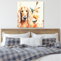 Cão Afghan Hound e Lírios de Pêssego