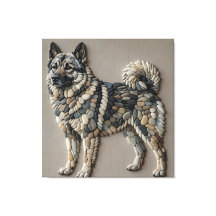 Cão Alce Nórdico Pedra Seixos Natural Mosaico Pare
