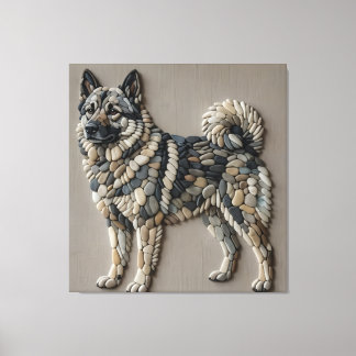 Impressão Em Tela Cão Alce Nórdico Pedra Seixos Natural Mosaico Pare