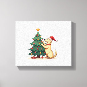 Impressão Em Tela Cão Auxiliar de Árvore de Natal do Labrador