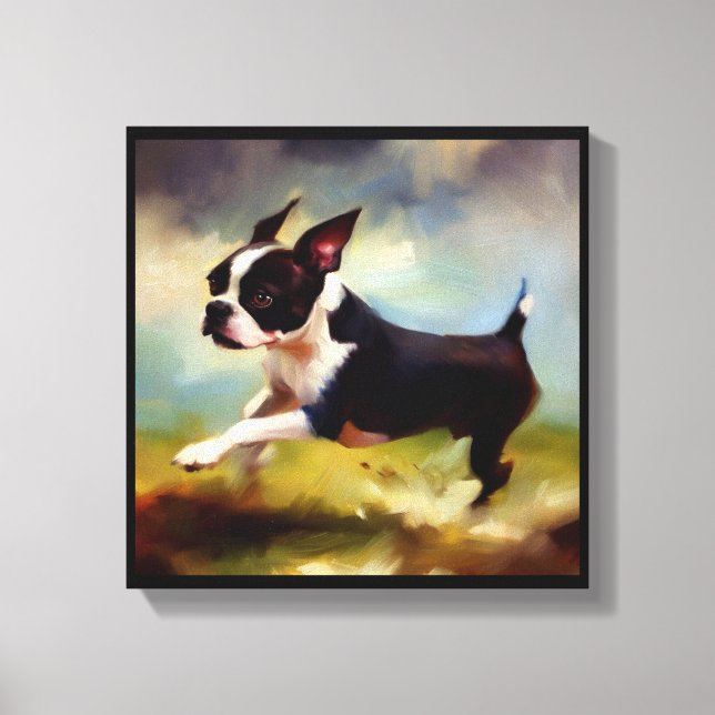 Impressão Em Tela Cão Boston Terrier  (Frente)