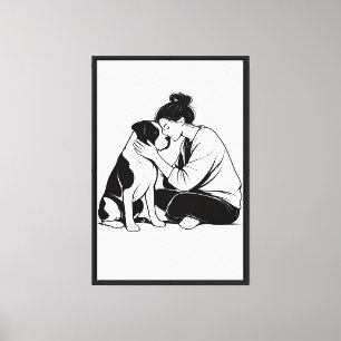 Impressão Em Tela Cão Boxer Minimalista & Ligação de Amor do Proprie