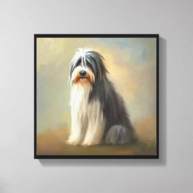 Impressão Em Tela Cão Collie Barbudo  (Frente)