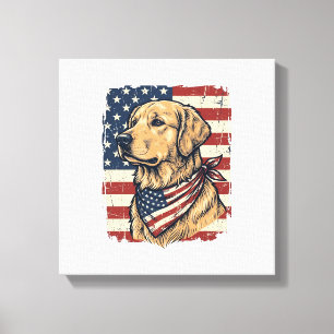 Impressão Em Tela Cão de Água Patriótico Design Vetorial Vintage_1