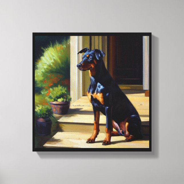 Impressão Em Tela Cão Doberman Pinscher (Frente)