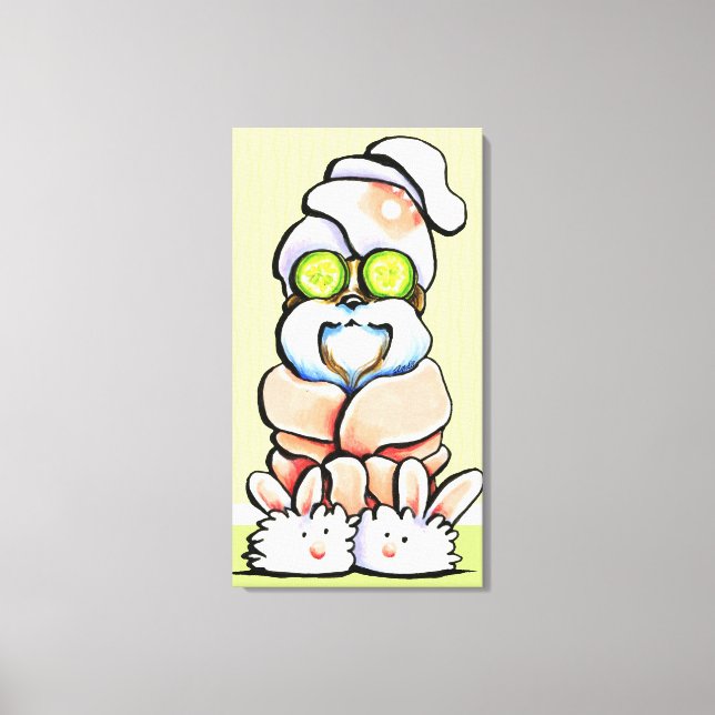 Impressão Em Tela Cão Groomer Spa Robusto Shih Tzu Cucumber (Frente)