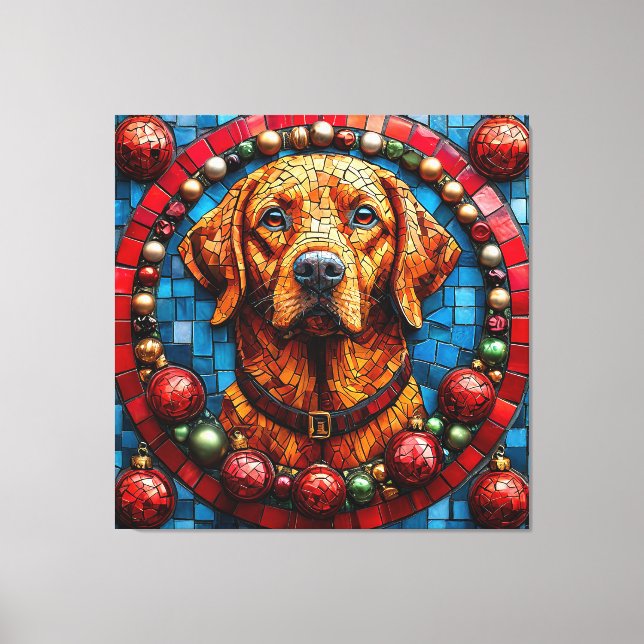 Impressão Em Tela Cão labrador de Natal (Frente)