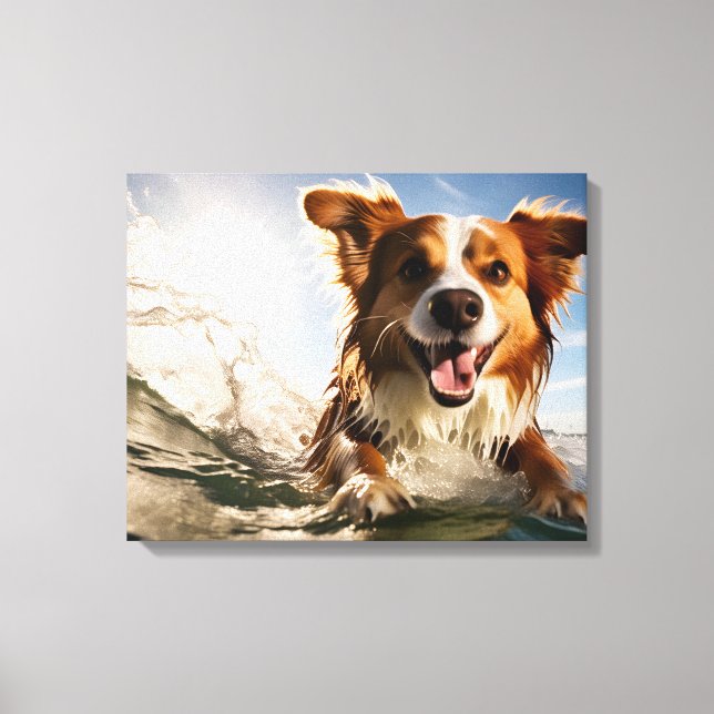 Impressão Em Tela Cão no conselho de surfe (Frente)