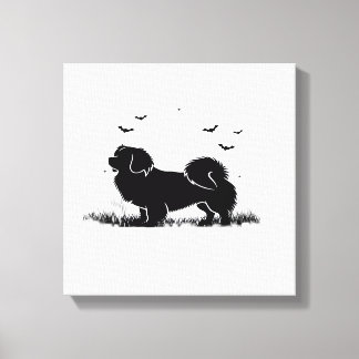 Impressão Em Tela Cão Spaniel Tibetano � Silhueta da Lua de Hallowee