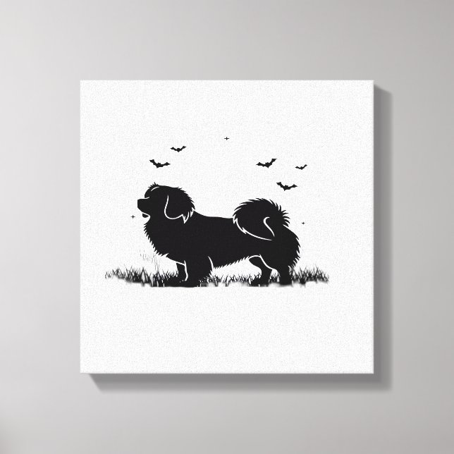 Impressão Em Tela Cão Spaniel Tibetano � Silhueta da Lua de Hallowee (Frente)