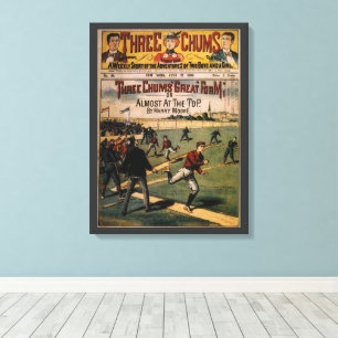 Impressão Em Tela Capa da Revista Vintage Sports Baseball Três Amigo