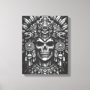 Impressão Em Tela Capacete de Caveira Asteca por BurnsInHell