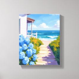 Impressão Em Tela Cape Cod Beach Path | Hydrangea Coastal Painting