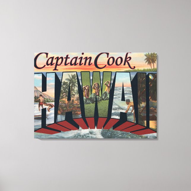 Impressão Em Tela Capitão Cook, Havaí - Cenas com Letras Grandes (Frente)
