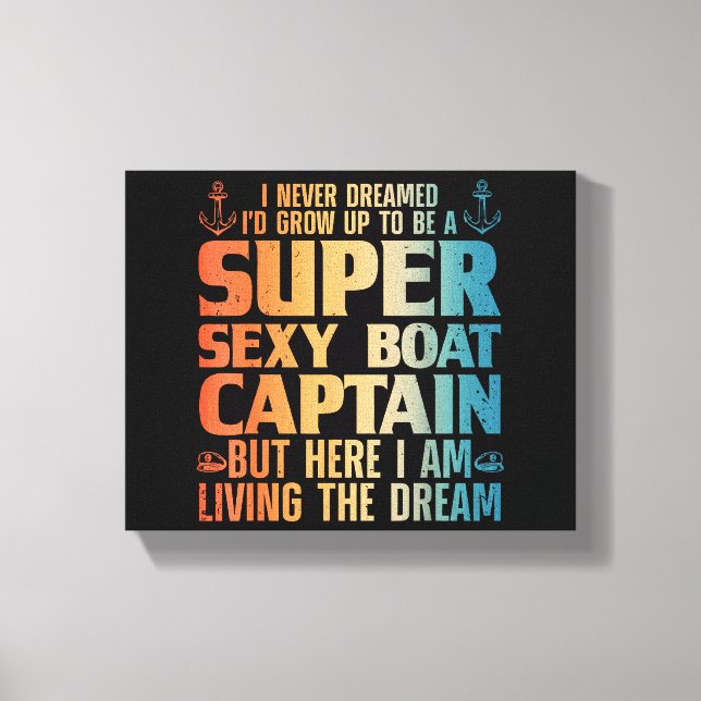 Impressão Em Tela Capitão de Barco legal para Homens, Sail Pontoon B (Frente)