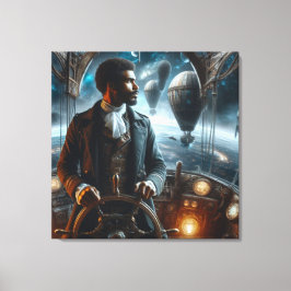 Impressão Em Tela Capitão Espacial Steampunk Vitoriano do Ar