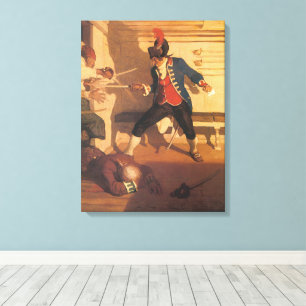 Impressão Em Tela Capitão Pirata Vintage, Luta de Espada por NC Wyet