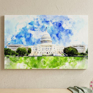 Impressão Em Tela Capitólio dos Estados Unidos em Washington DC Wate