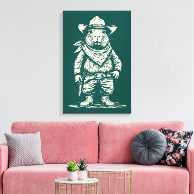 Impressão Em Tela capivara cowboy (Insitu(Sala de estar))