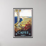Impressão Em Tela Capri, Itália Viagens vintage Poster<br><div class="desc">Este poster de publicidade da safra é para Capri,  Itália. É uma pintura olhando para o Oceano a partir de cima de uma montanha.</div>