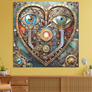 Impressão Em Tela Caprichoso Coração Steampunk Eu Vejo Você Eu Amo V