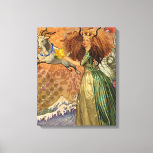 Impressão Em Tela Capricórnio Mulher Cabra Brincadeira