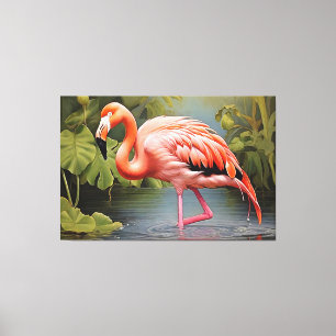 Impressão Em Tela Captivando a pintura Vintage Flamingo AI-Art