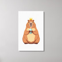 Capybara King Canvas, Cute Animal Wall Art for Kid