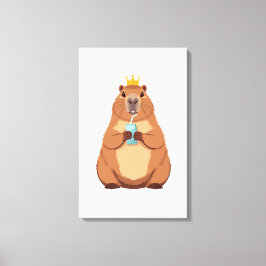 Impressão Em Tela Capybara King Canvas, Cute Animal Wall Art for Kid