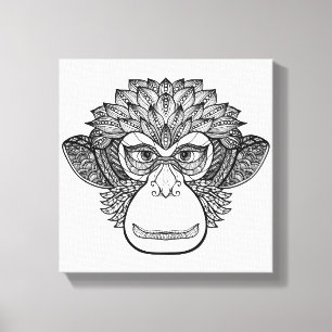 Impressão Em Tela Cara 6 do Doodle do macaco