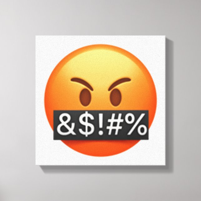 Impressão Em Tela Cara Séria Com Símbolos Cobrindo Boca - Emoji (Frente)