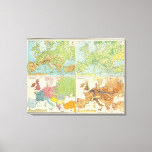 Impressão Em Tela Características de Europa & mapa físicos da