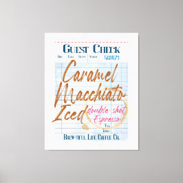 Impressão Em Tela Caramel Macchiato de Recepção de Café com Verifica