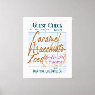 Impressão Em Tela Caramel Macchiato de Recepção de Café com Verifica