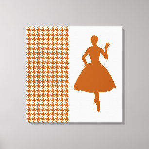 Impressão Em Tela Caramelo Houndstooth moderno com silhueta da forma