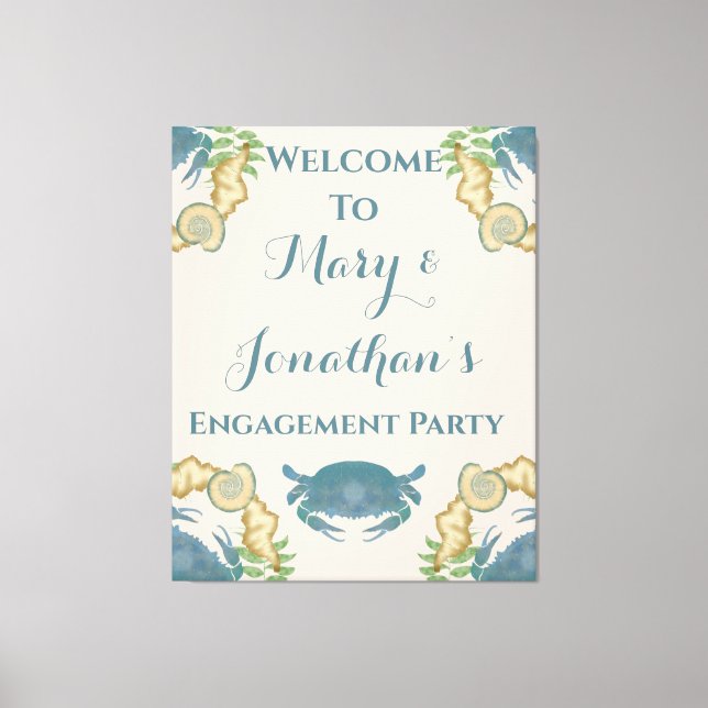 Impressão Em Tela Caranguejo Banquete-Aquarela Caranguejos Azuis, No (Frente)