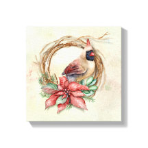 Cardeal de inverno com Poinsettia