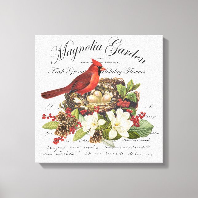 Impressão Em Tela Cardinal de Natais vintages Modernos (Frente)