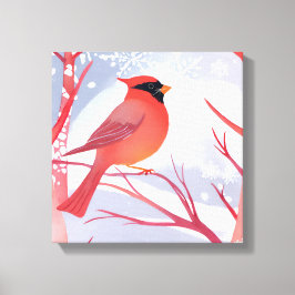 Impressão Em Tela Cardinal Vermelho | Linda pintura em aquarela