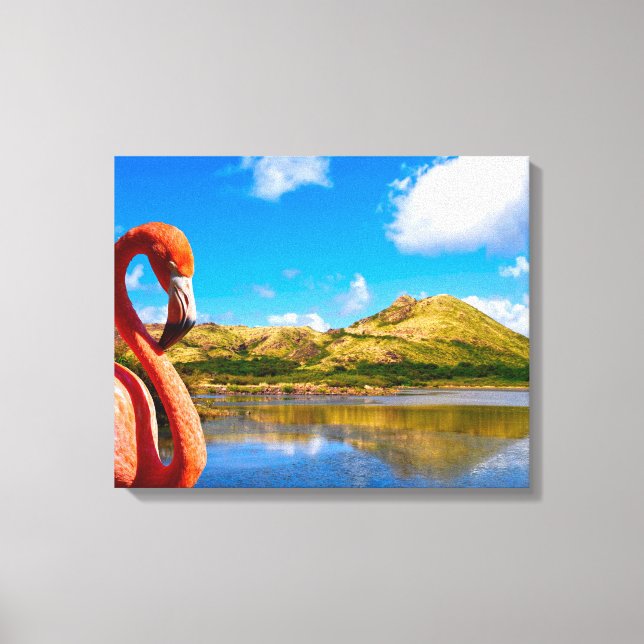 Impressão Em Tela Caribe flamingo nas Ruas, Triptych (Frente)