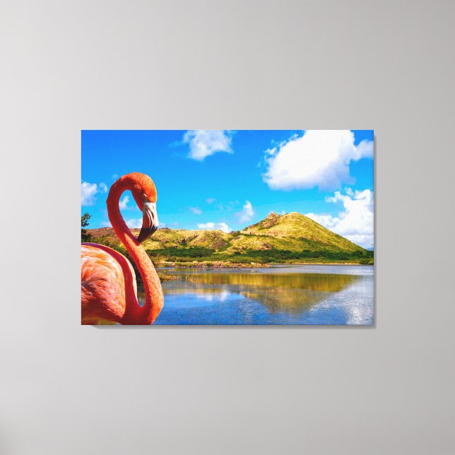 Impressão Em Tela Caribe flamingo nas Ruas, Triptych (Frente)