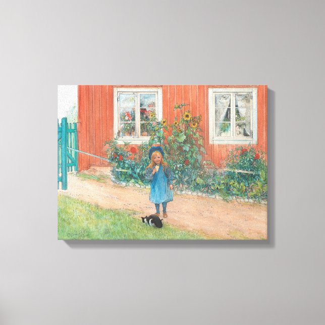 Impressão Em Tela Carl Larsson - Brita Com Um Gato (Frente)