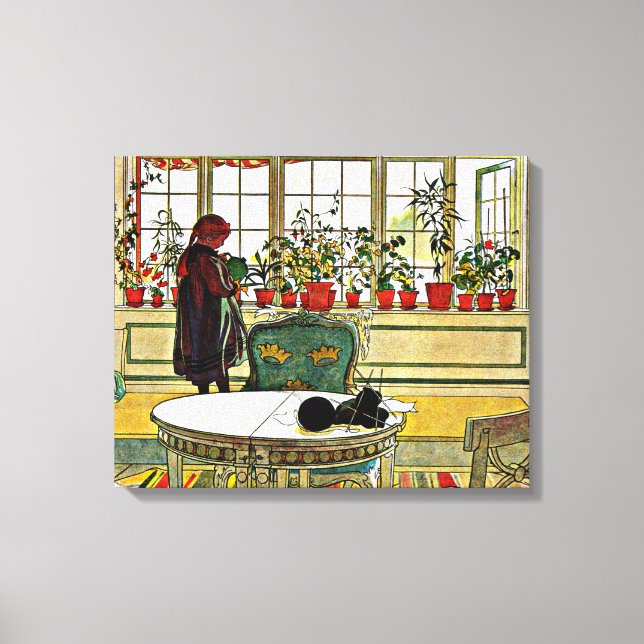 Impressão Em Tela Carl Larsson - Flores em uma janela (Frente)